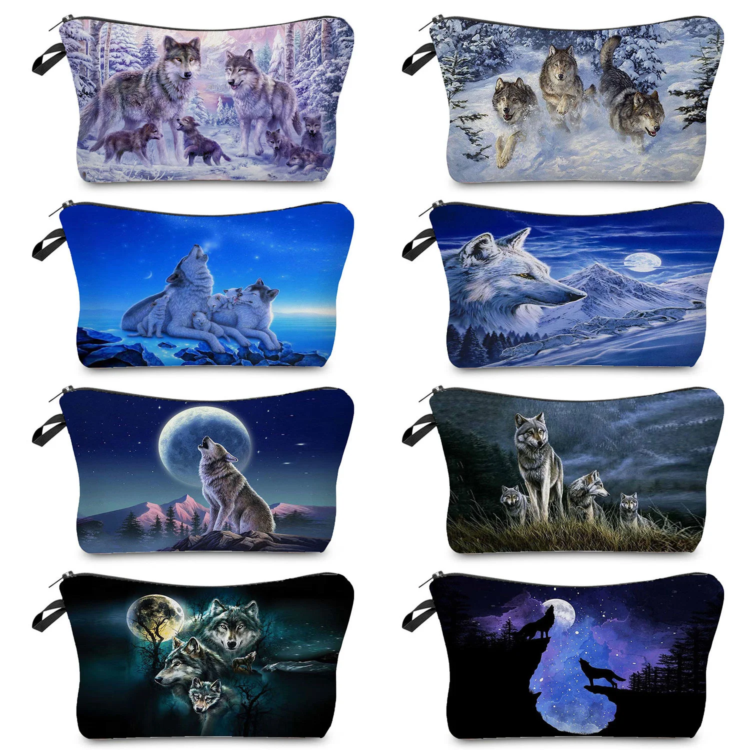 

Wolf Print Women's Cosmetic Bag Outdoor Portable Candy Bag Customizable Travel Toiletry Bag Pencil Case For Boy Makeup Organizer