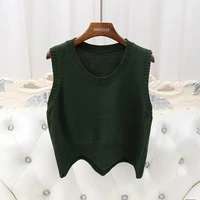 spring autumn new round neck knitted vest pullover womens vest girls sweater knitted loose casual %c2%a0%d0%bc%d0%b0%d0%b9%d0%ba%d0%b0%c2%a0green