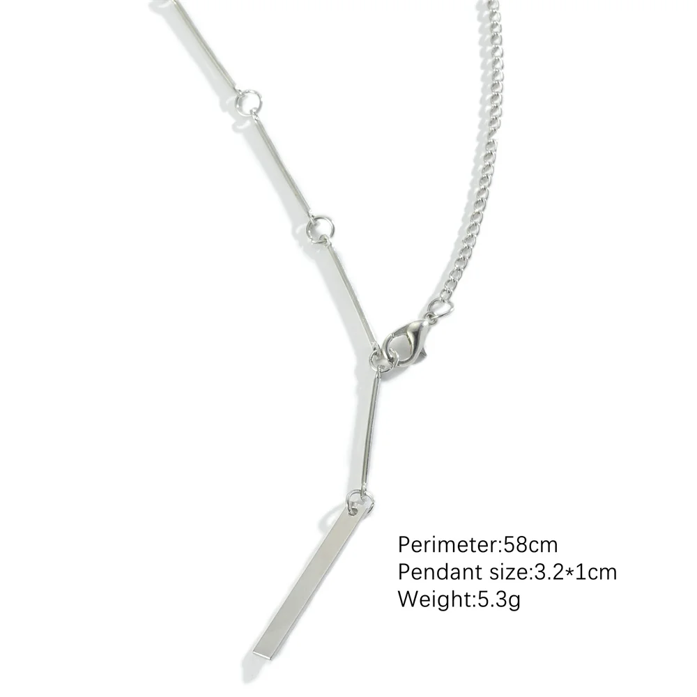 

Coconal Fashion Simple Strip Shape Pendants Necklace For Women Teen Hip Hop Clavicle Chain Punk Party Jewelry