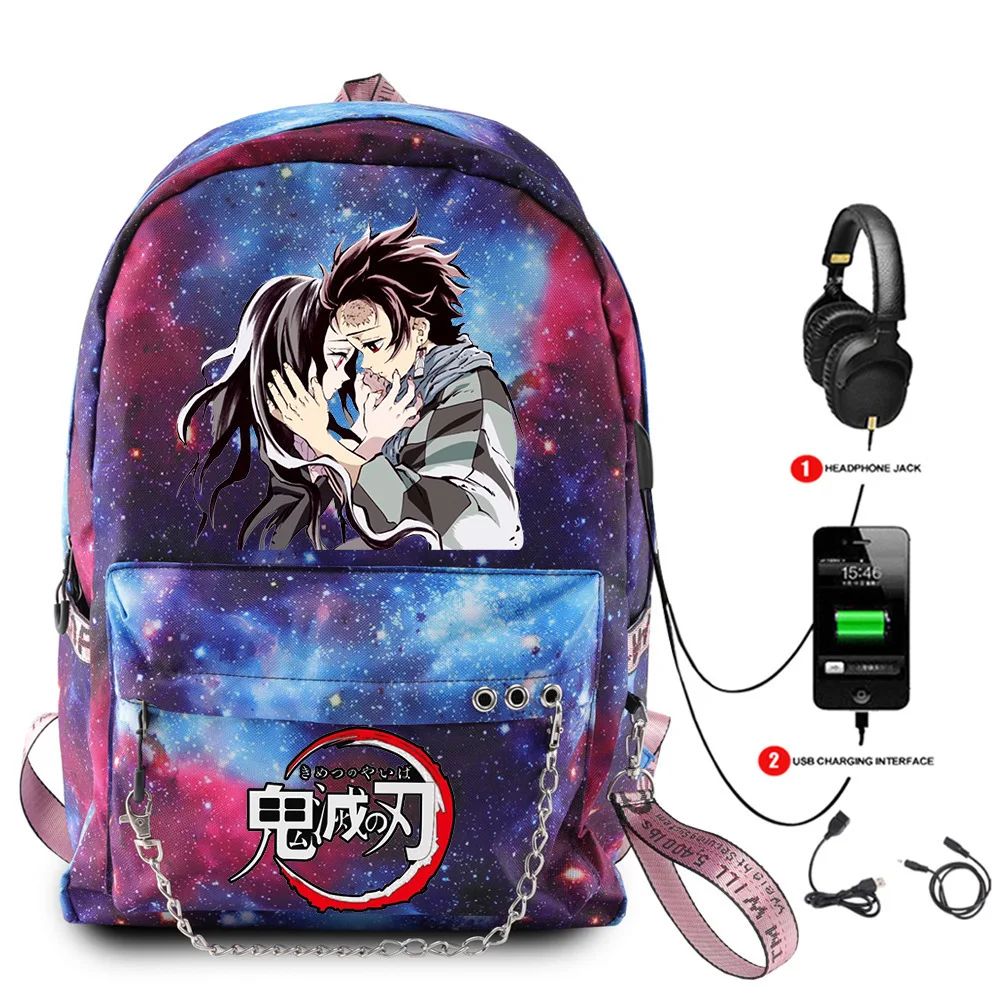 

High Quality Demon Slayer Backpacks Student School Bags Oxford Waterproof Notebook Usb Rechargeable Travel Backpacks