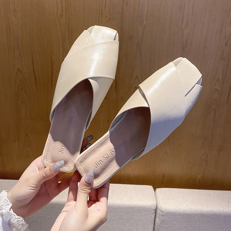 

2022 New Women's Slippers Baotou Flat Bottom Summer Fashion Sexy Women's Sandals Temperament Casual Rubber Sole Outdoor