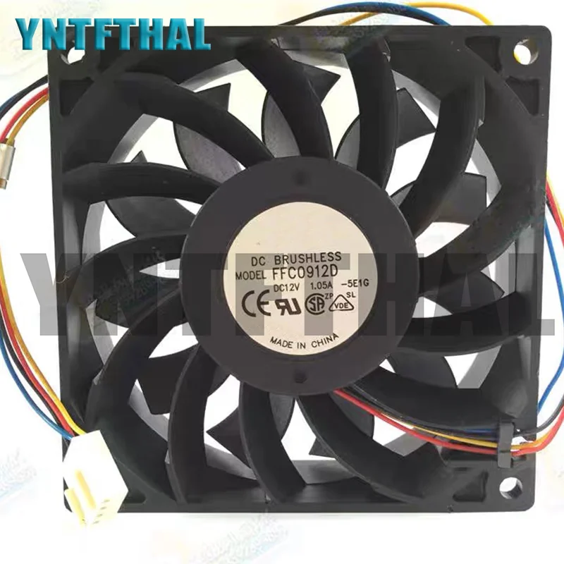 Оригинальный FFC0912D 12 В 1,05a 9 см 90x90x25 мм 4 провода вентилятор с двумя шарикоподшипниками