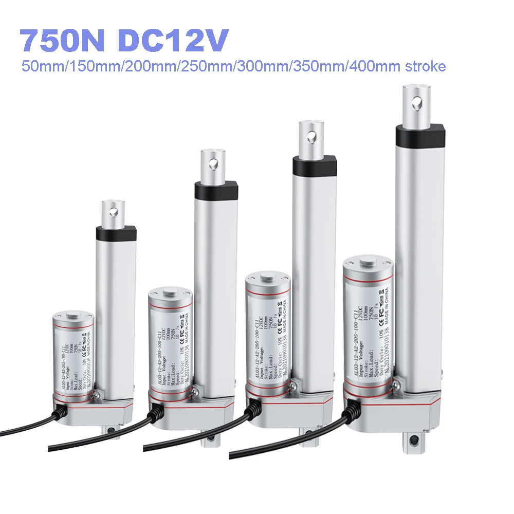 

Электрический линейный привод, 50 мм/100 мм/150 мм/200 мм/250 мм/300 мм/350 мм/400 мм/мм, контроллер хода линейного двигателя, Н, 12 В постоянного тока, Откры...