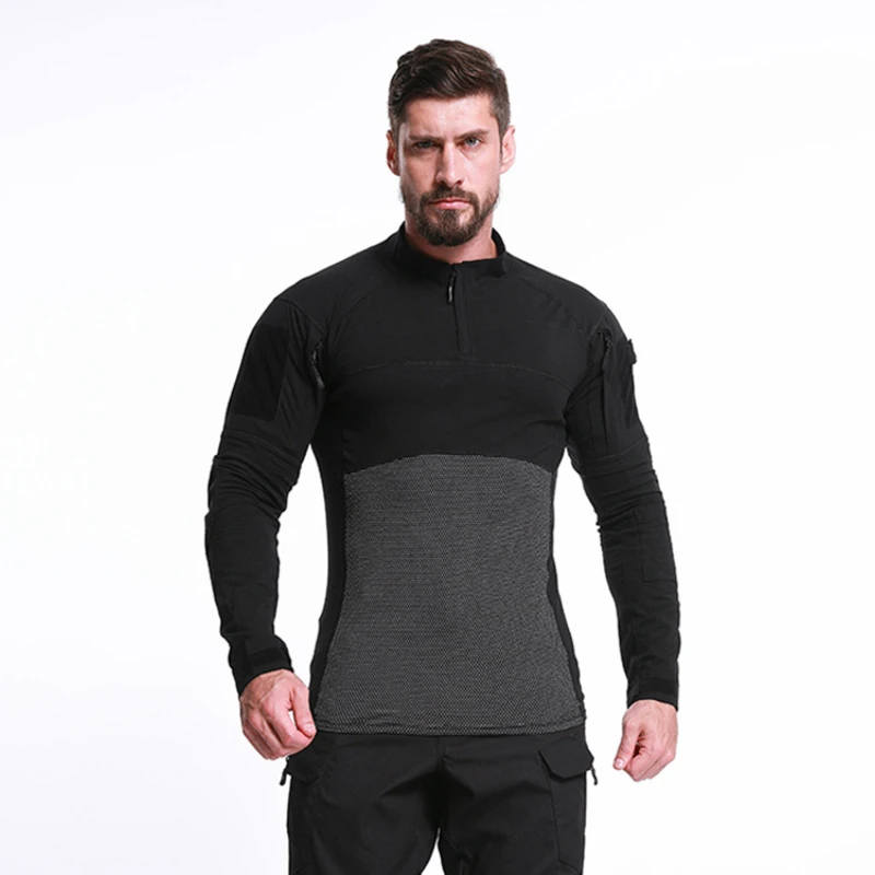 Man Camouflage Running T-Shirts Breathable Tactical Long T-Shirts US Army Outdoor Sport Combat Uniform Quick Dry Fitness Camisas