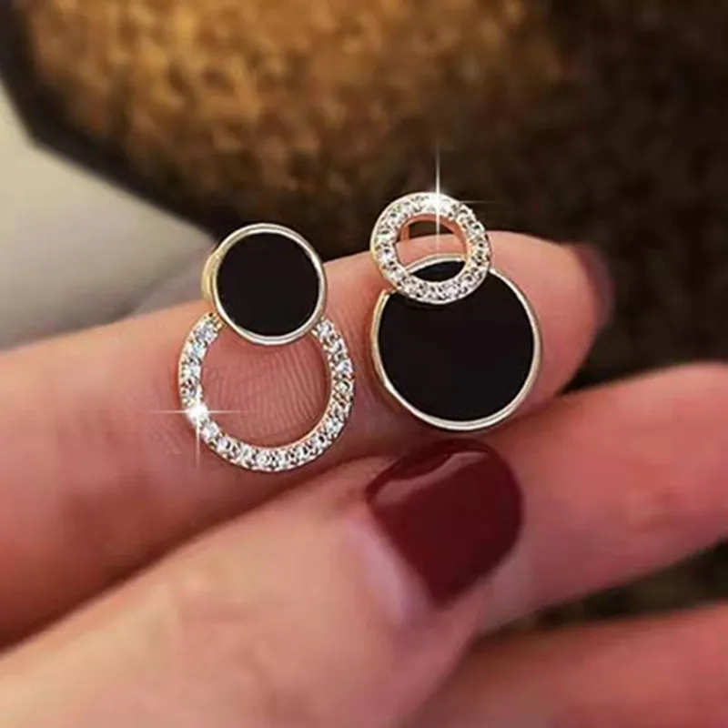 

Изысканные циркониевые круглые асимметричные серьги из нержавеющей стали, серьги-гвоздики в богемном стиле для женщин, ювелирные изделия, ...