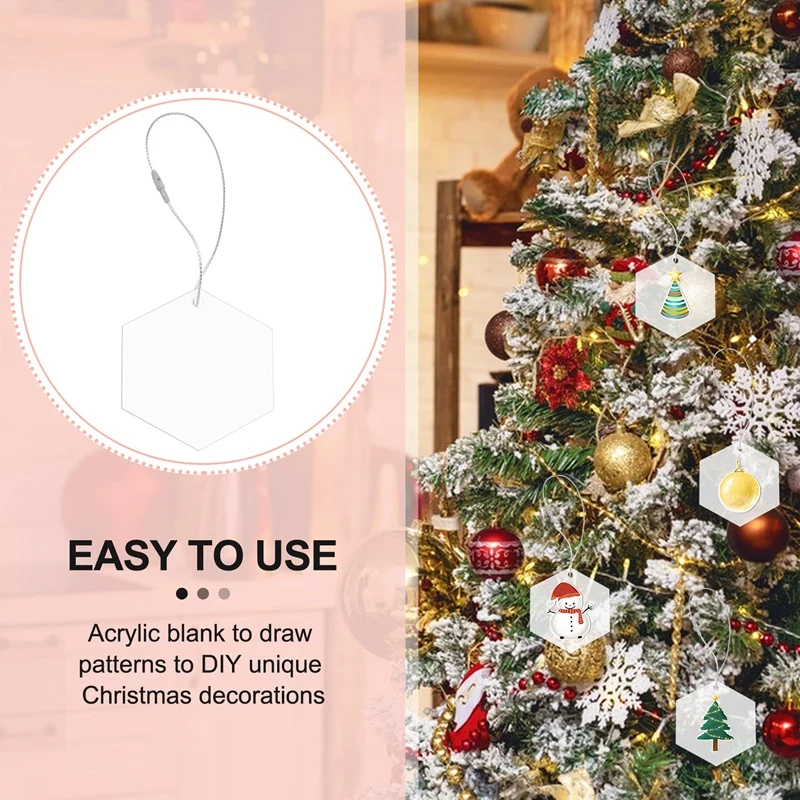 20 шт. 3-дюймовые прозрачные шестигранные акриловые рождественские украшения