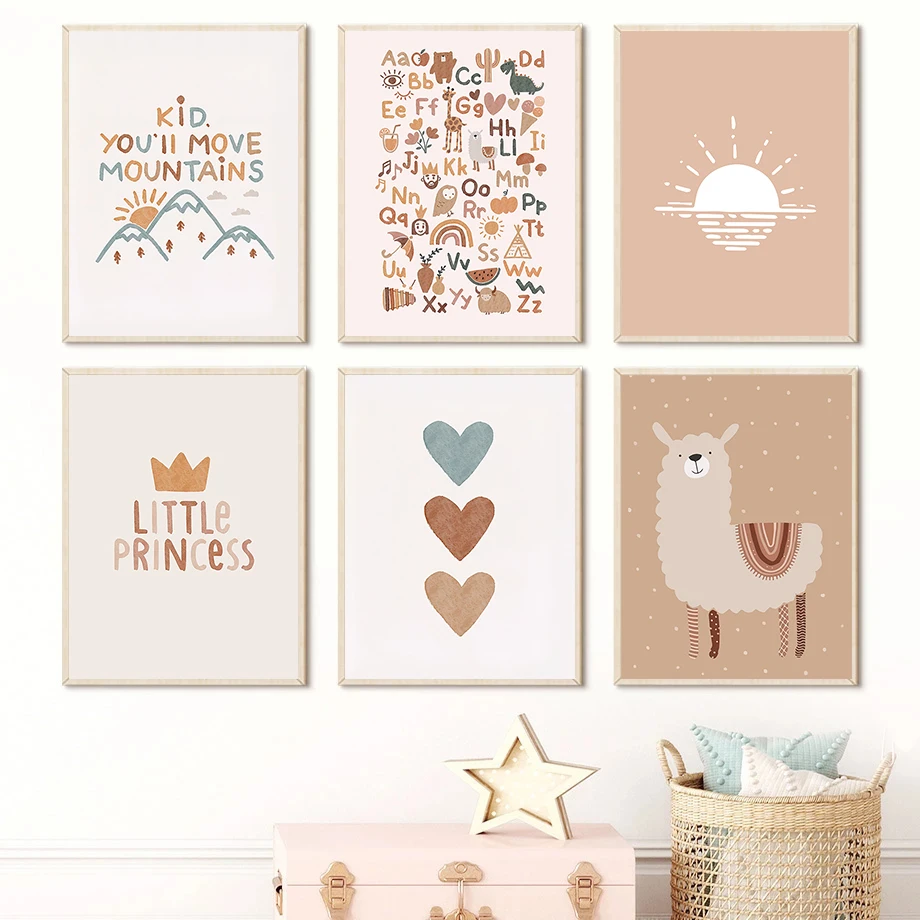Абстрактная картина алфавита альпака в скандинавском стиле Современное