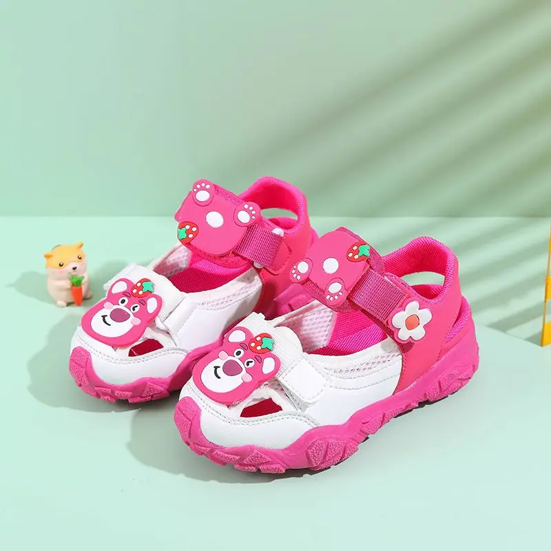 

Disney Kid's Casual Shoes Sandals Summer Strawberry Bear Lotso StellaLou Light Soft Sports Sandals Cartoon Pink Shoes Size 23-36