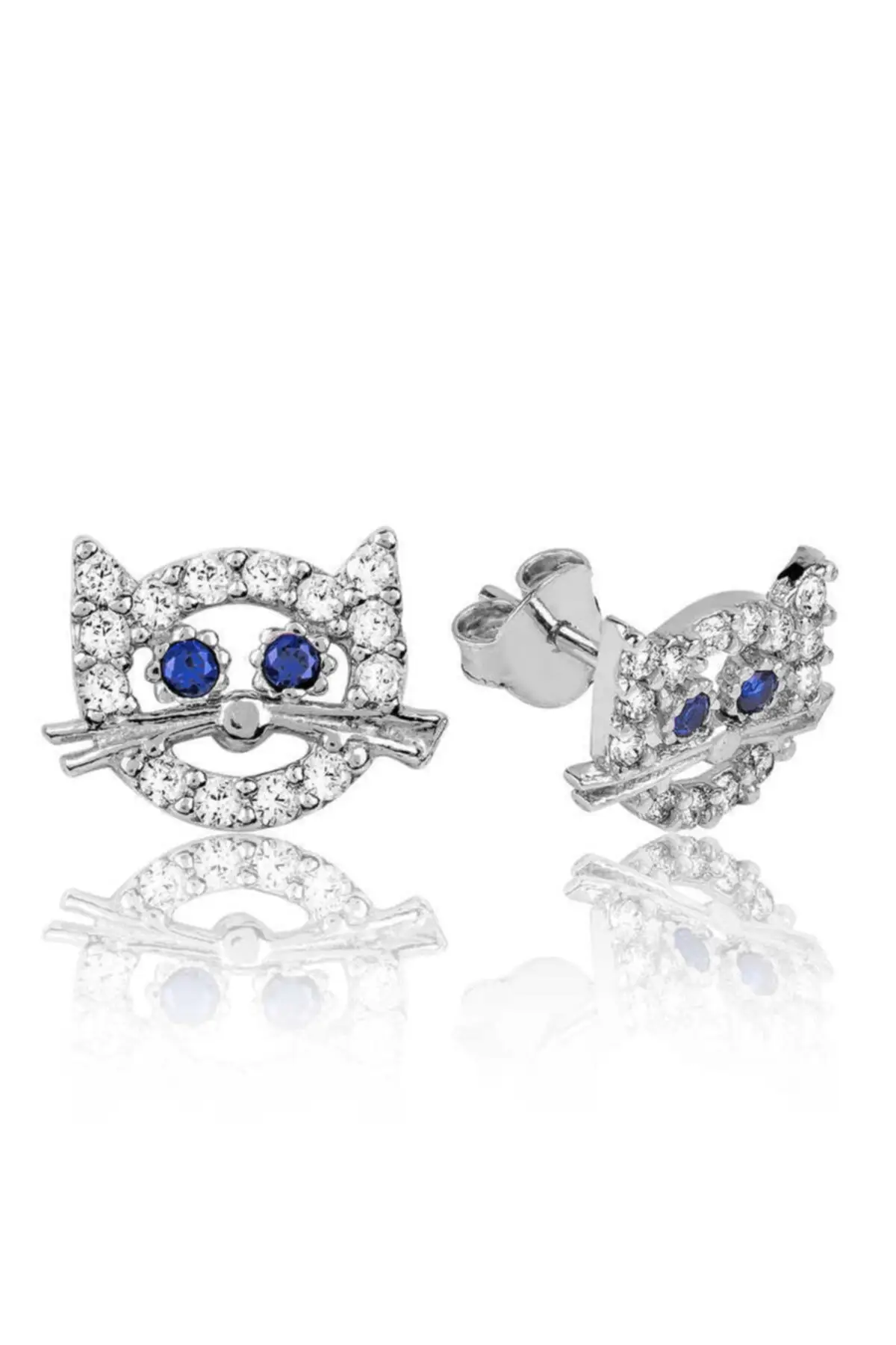 

Silver Cat Studded Earrings