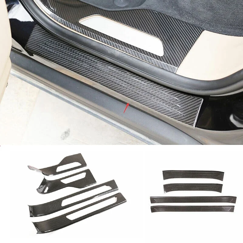 

Dry Carbon Fiber Door Sill Scuff Plate Cover Protector Panel Cover Trim Fit For Porsche Cayenne 2018-2023