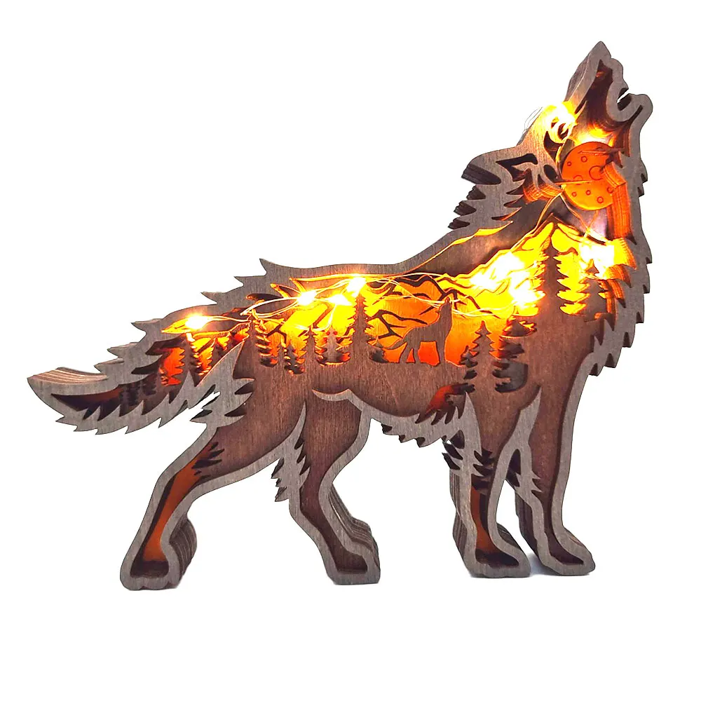 Деревянное животное искусственное динозавр Творческий Волк тотем офисное