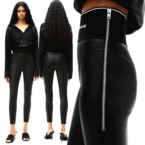 Big brand autumn and winter new suede eco-friendly PU leather pants women's fashion highstreetelasticzippercasualpencil trousers