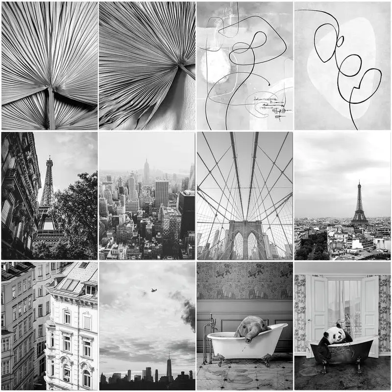 Картина маслом по номерам GATYZTORY, черно-белый пейзаж, акриловые краски, живопись Nmuber, художественная живопись для взрослых Картина маслом по номерам GATYZTORY, черно-белый пейзаж, акриловые краски, живопись Nmuber, художественная живопись для взрослых