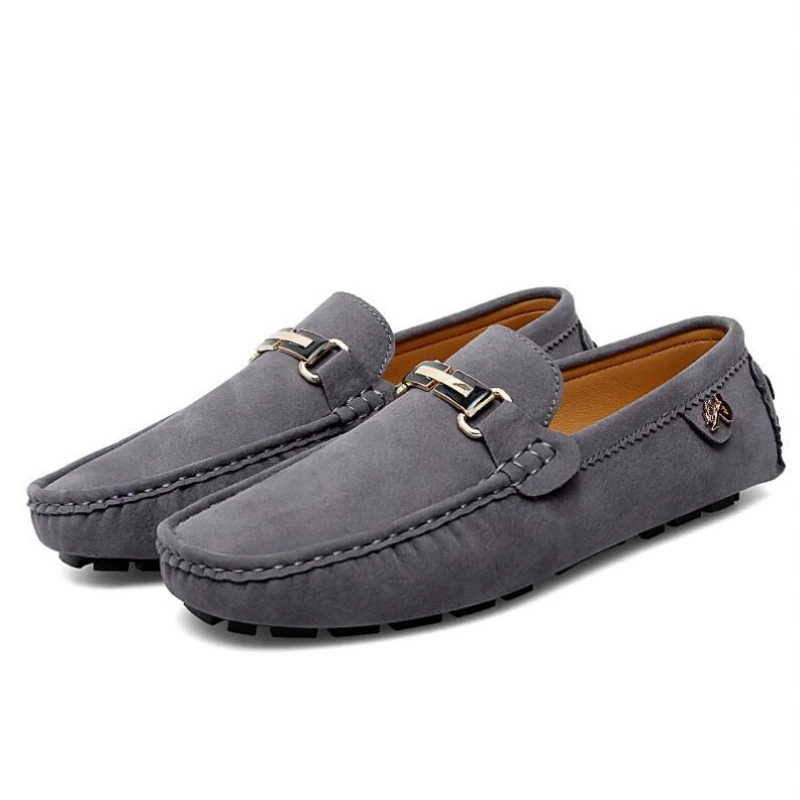 

2023 Loafers Men Handmade Leather Shoes Red Casual Driving Flats Slip-On Boat Shoes Plus Size 45 46 Lron Buckle Beans Lazy shoes
