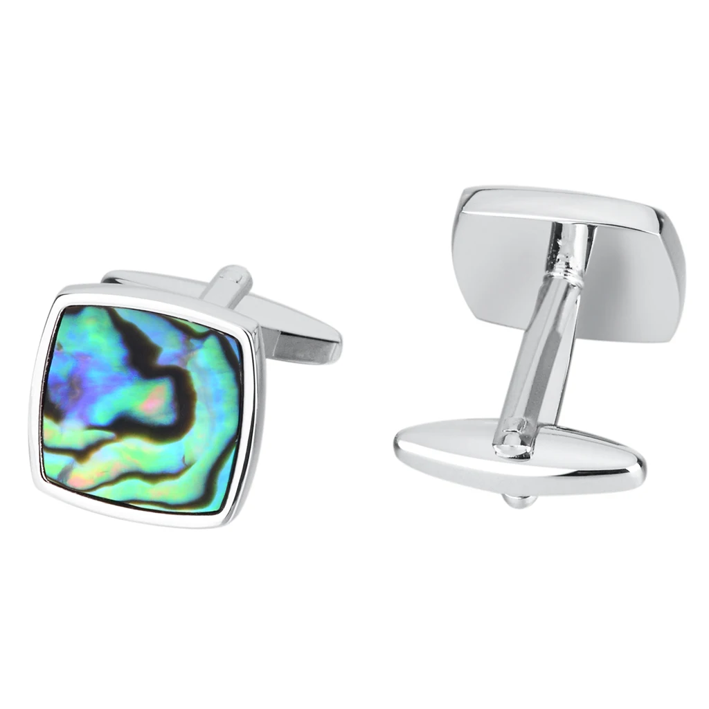 

NVT Colorful Shell Cufflinks For Mens Wedding Commemorative Gift Cuff Buttons Free Engraving Name Cuff Links Shirt Accessories