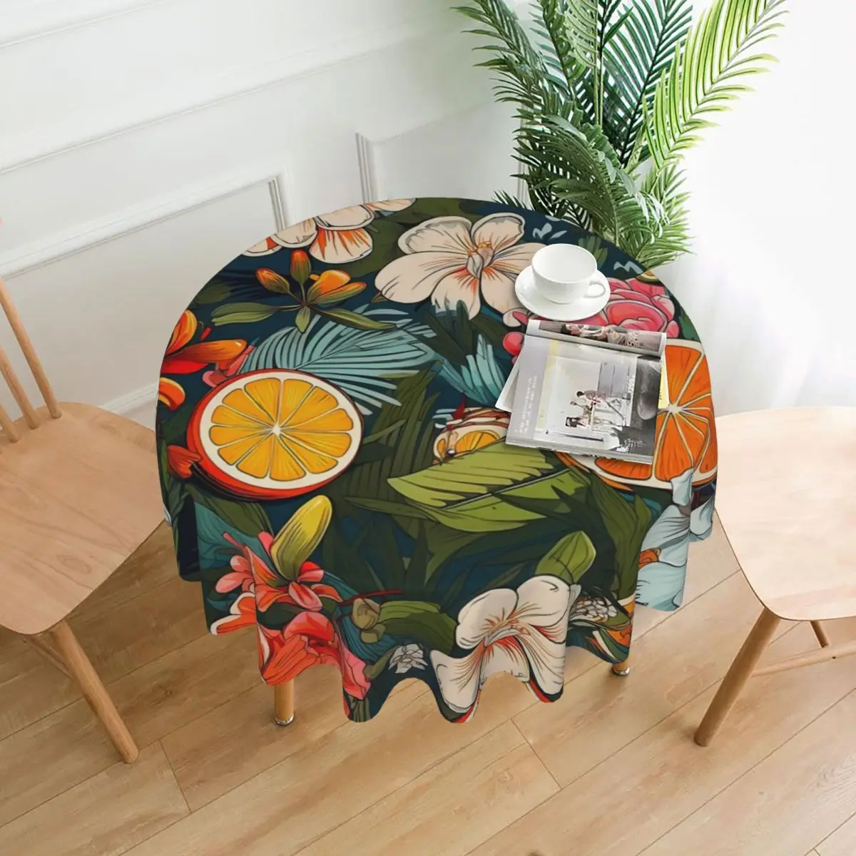 

Скатерть из апельсинов с цветочным принтом, уличная круглая настольная скатерть с забавным дизайном для домашней столовой