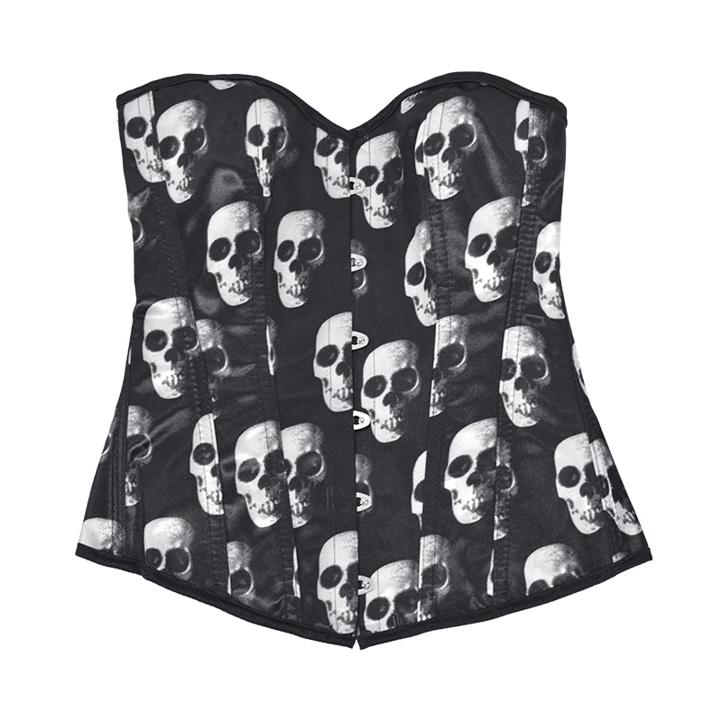 

Black Drawstring Sexy Waist Corset Strap for Women Lace Up Cummerbunds Halloween Skull Streetwear Underbust Corsets