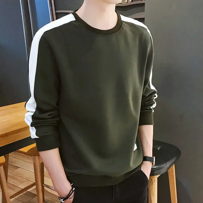 

New style sweater men's spring and autumn men's top Korean casual round neck long sleeve T-shirt student pullover bottoming