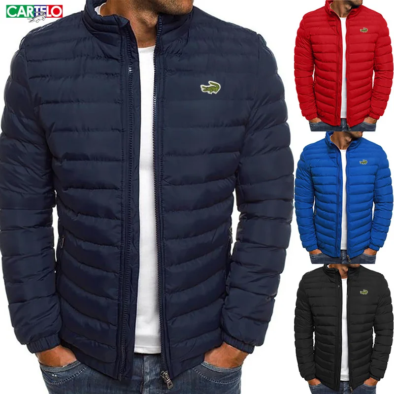 High Quality Cartelo Autumn Winter New Men's Embroidery Waterproof Windproof Fashion Casual Mock Collar Cotton Jacket