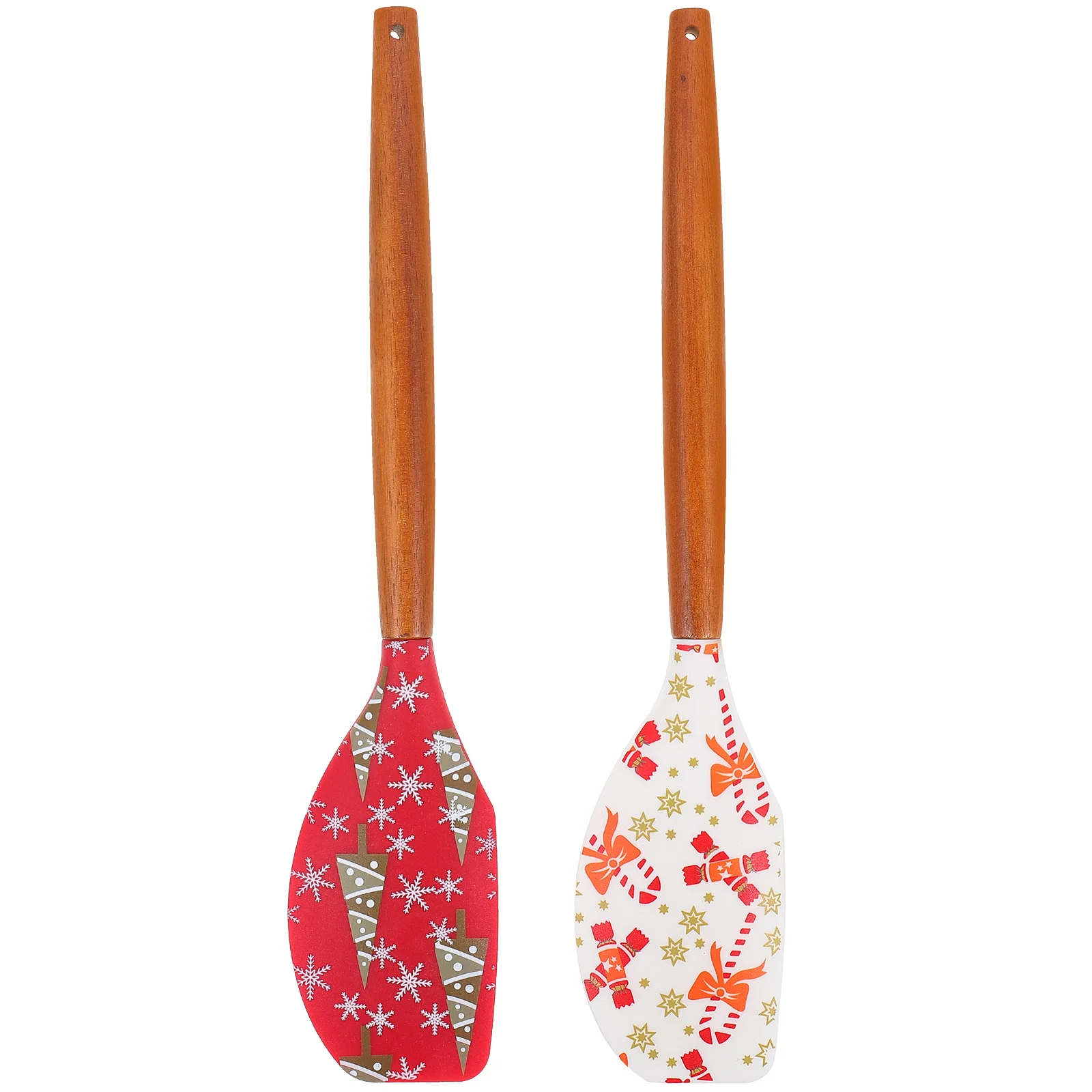 

Christmas Spatula Silicone Wooden Set Handle Kitchenbaking Buttercream Scraper Spoon Utensils