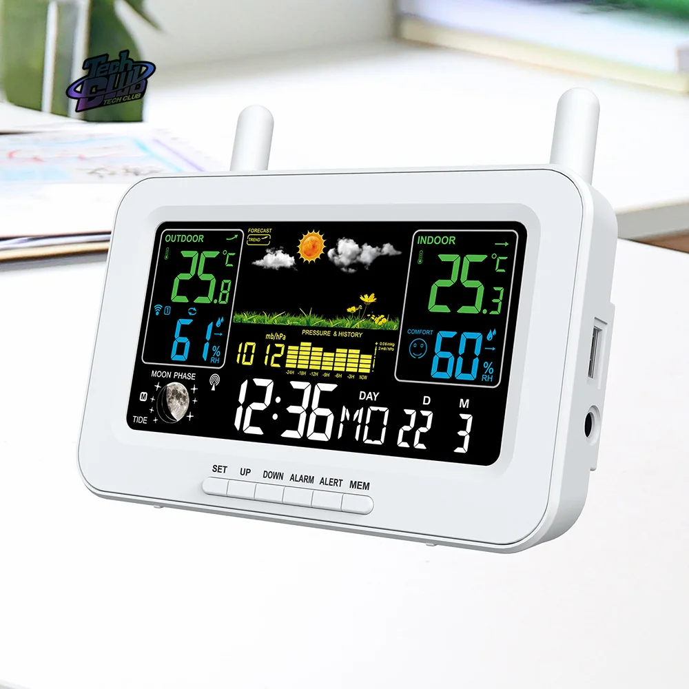 Clock Digital Temperature Humidity Monitor Meter