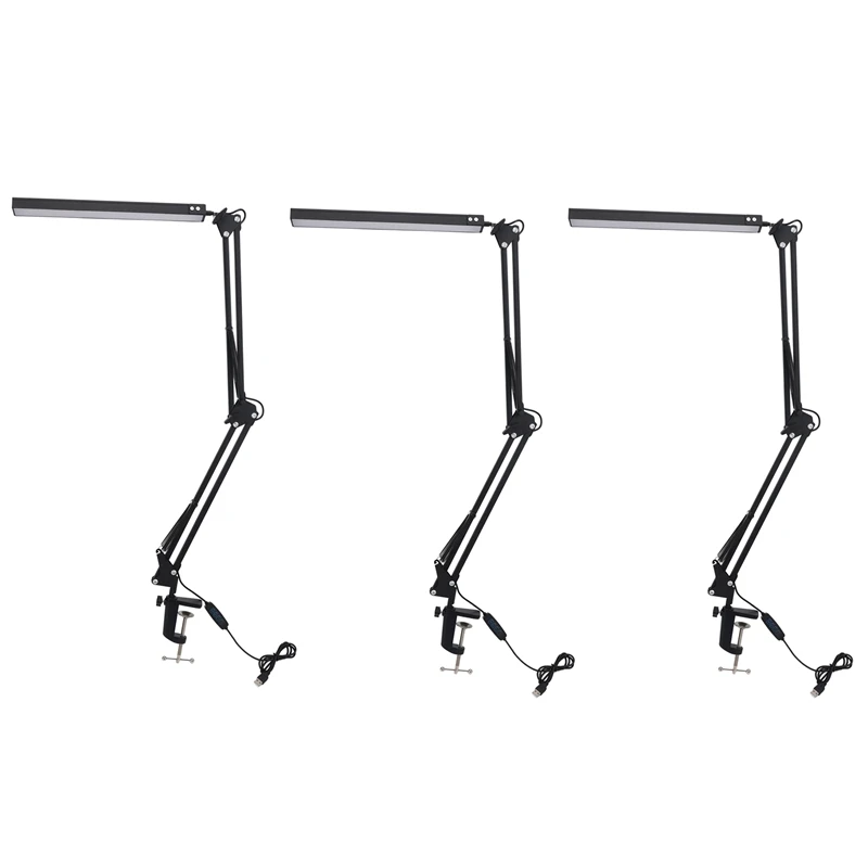 

3x светодиодсветодиодный Настольная лампа с зажимом, регулируемая настольная лампа с поворотным рычагом, Современная архитектурная настол...