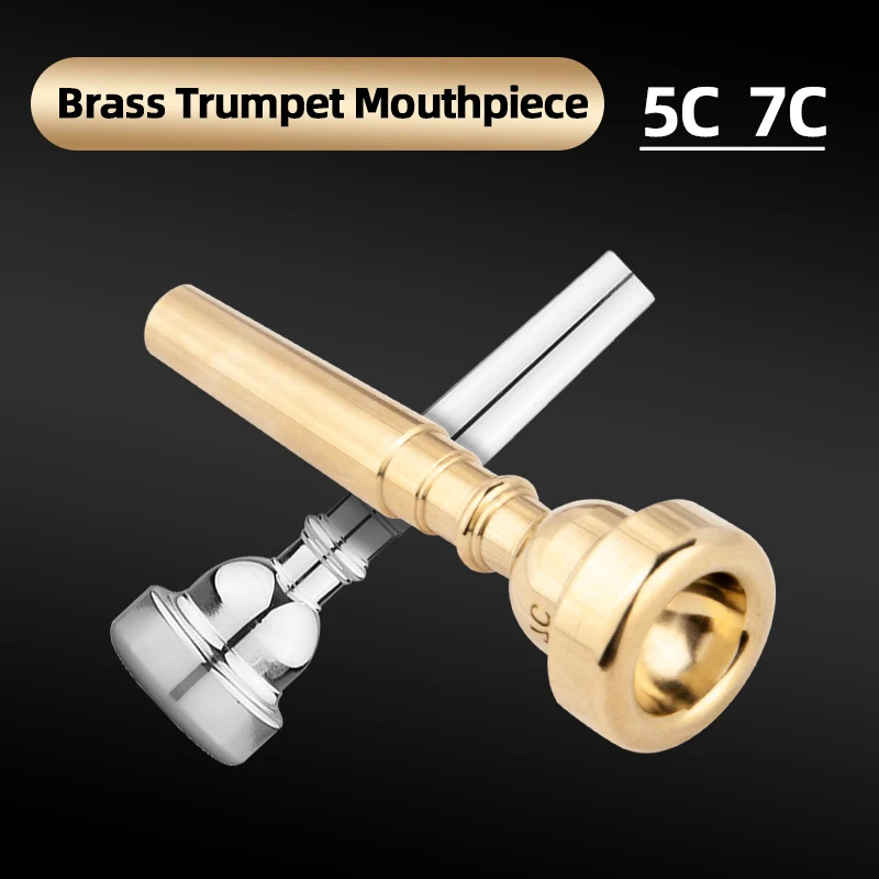 Фото B-Flat Trumpet Instrument Универсальный мундштук 5C7C, экономичный студенческий мундштук для начинающих, медный посеребренный латунный инструмент, аксессуары №2