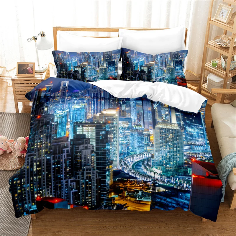 

New York Bedding Set Skyscraper Colorful City Duvet Cover Women Duvet Cover Bedroom Gorgeous Bedding King/Queen Duvet Cover Set