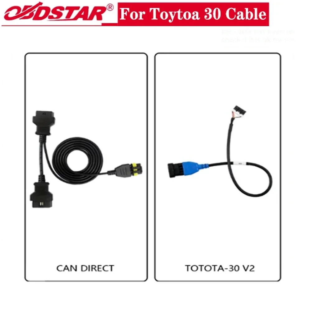 

OBDSTAR для Toyota-30 V2: комплект с кабелем CAN DIRECT и кабелем для Toyota-30 V2 для программирования ключей при полной утере ключей (4A/8A-BA)
