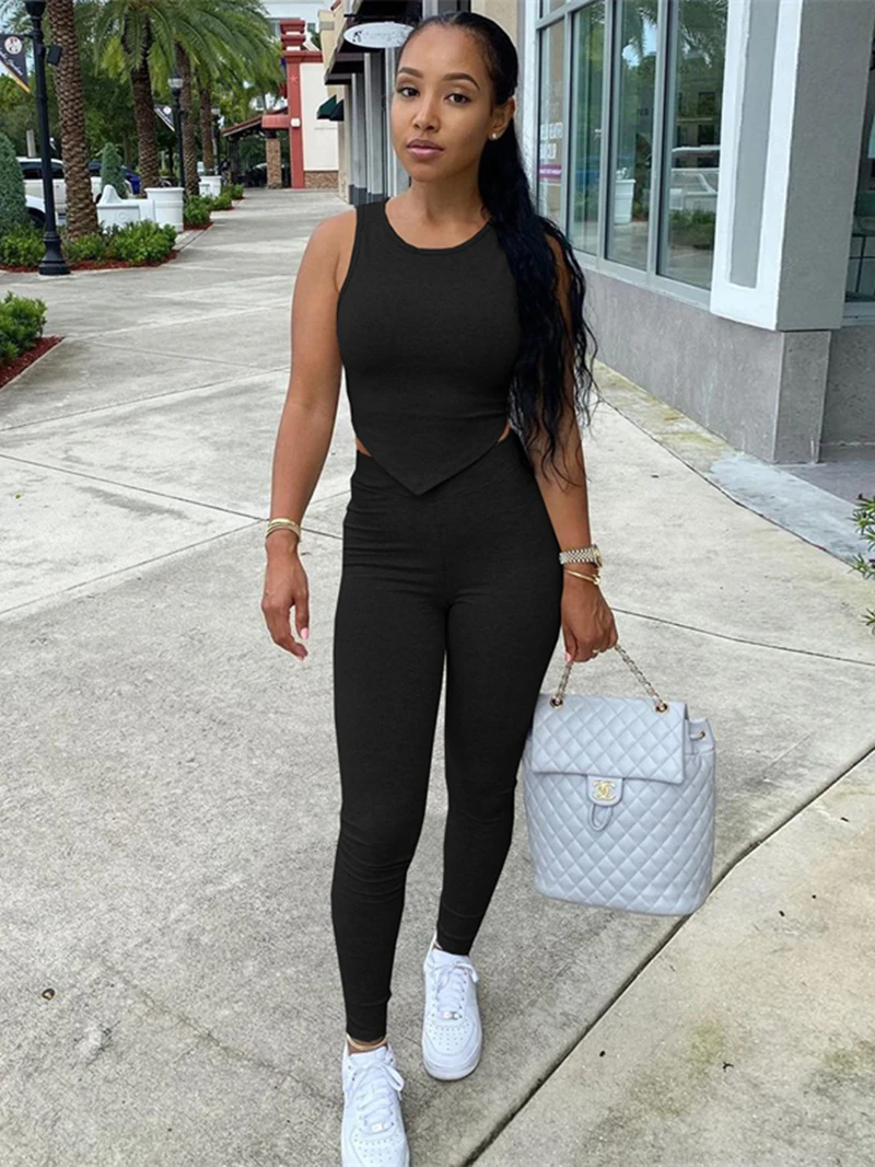 

CHIC Tracksuit Women Two 2 Piece Set Outfits Summer Clothes Sleeveless Tank Top and Pencil Pants Suits Casual 2-Piece Women Sets