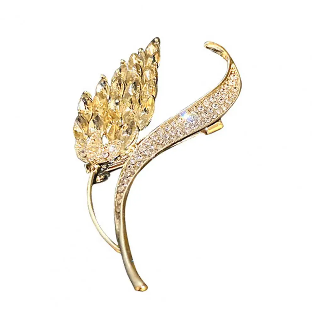 

Brooch Pin Wheat Ears Shaped Rhinestones Jewelry Flower Faux Pearl Brooch Clothes Decor