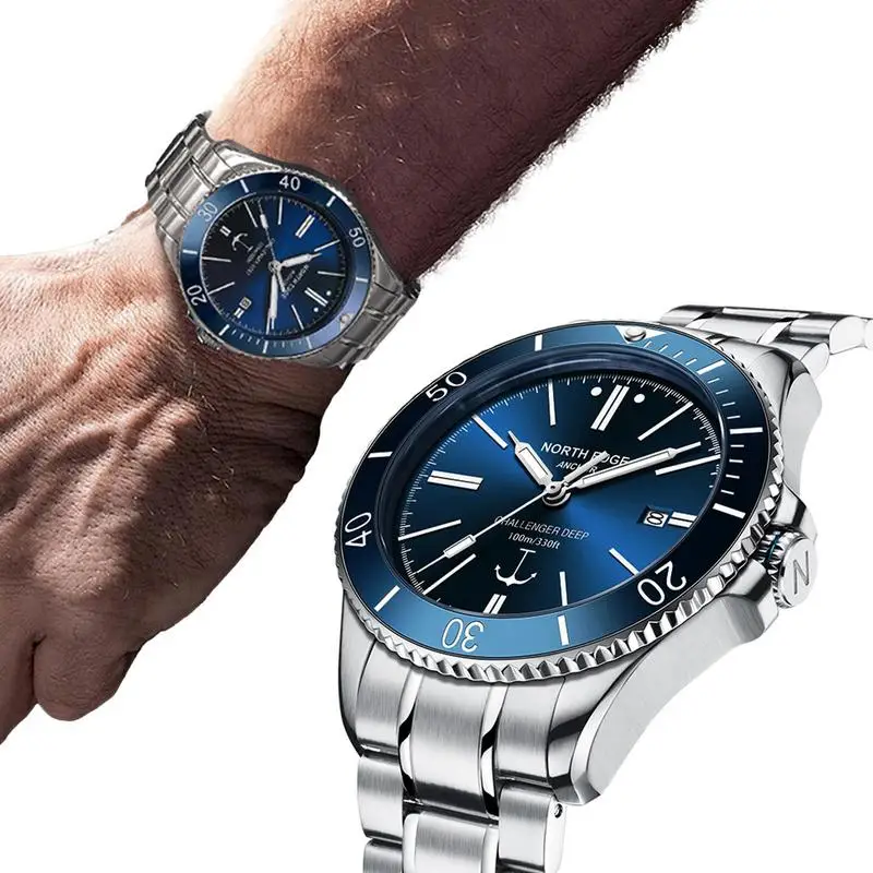 

Mens Mechanical Watch Automatic Waterproof Casual Watches Scratchproof Sapphire Glass Stainless Steel Band Watch Gift Men