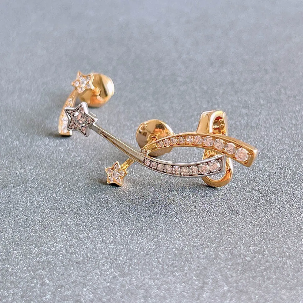 Женские асимметричные серьги-каффы роскошные брендовые серьги золотого цвета с