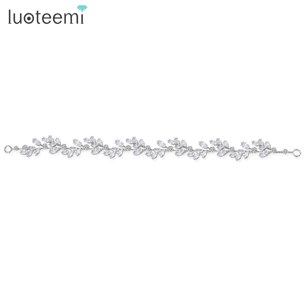 

LUOTEEMI High Quality AAA Cubic Zirconia Hair Accessories Long Silver Color Stunning CZ Marriage Jewelry for Bridal Wedding Gift