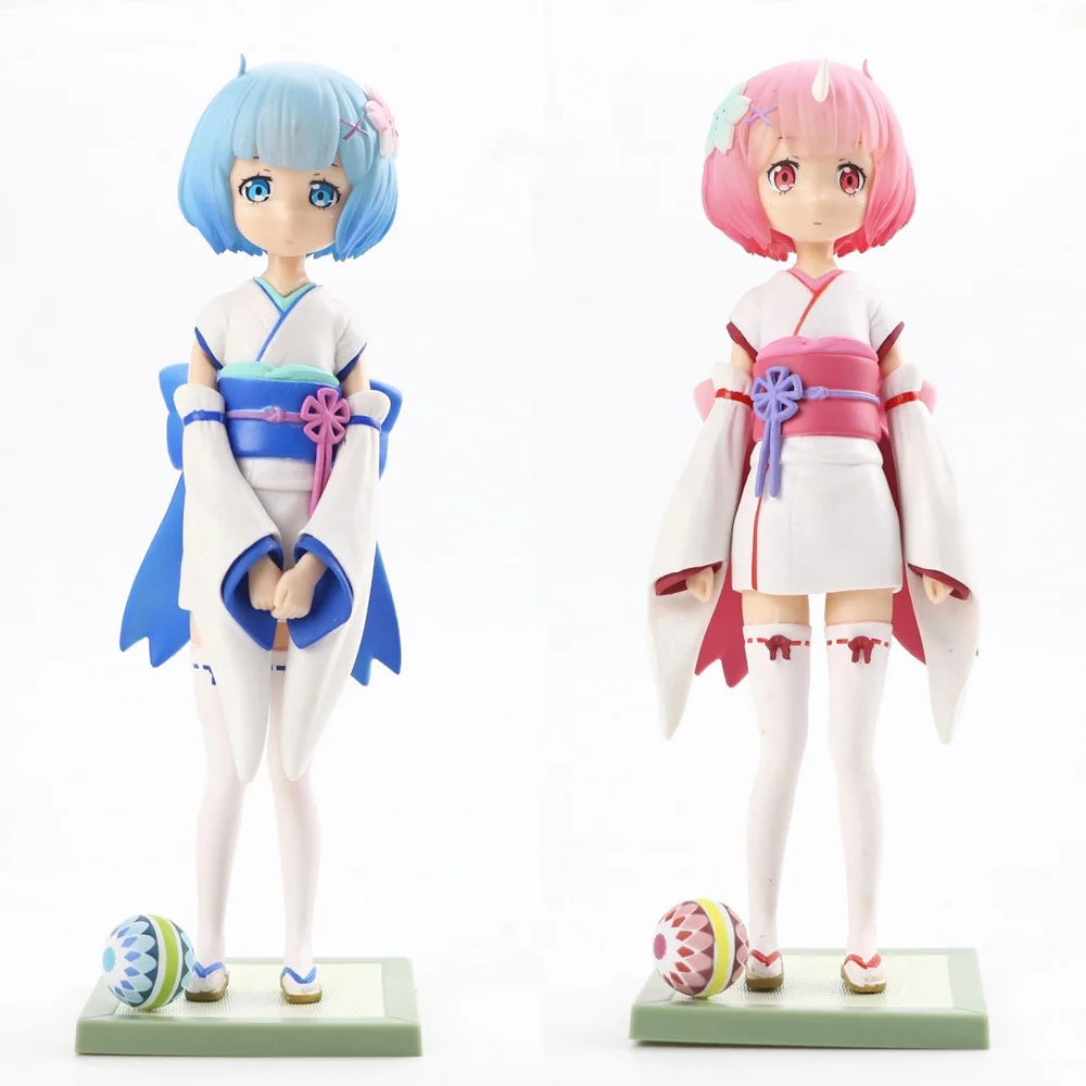 

Japanese Anime Rem Ram Re:Life In A Different World From Zero Kimono styling standing cute girls PVC Collection Model kid gift