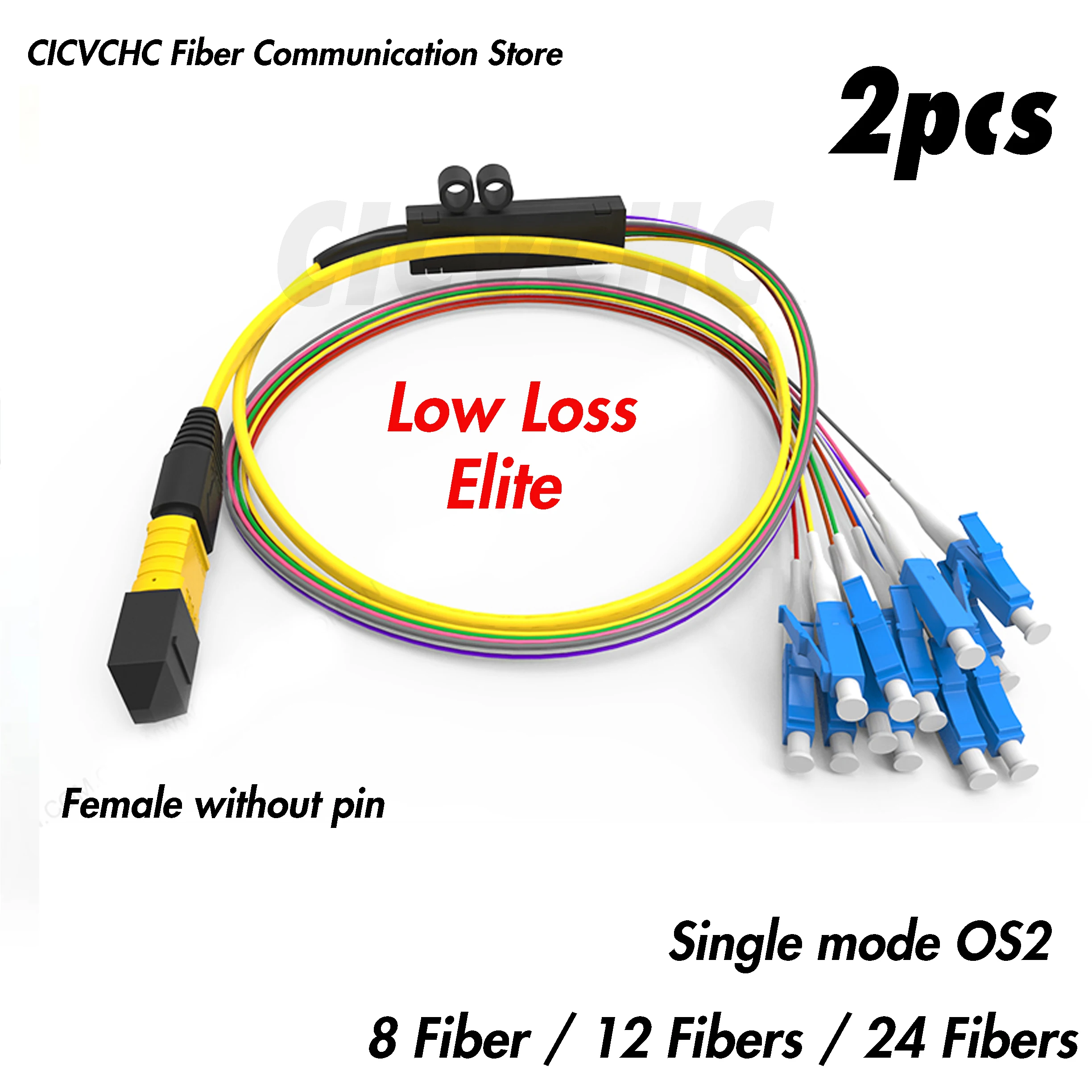 2 шт 24 / 12 8 волокна-MPO/APC (мама)-LC/UPC -Elite-Fanout kit-OS2-2m до 10 м-Fanout 0 5 м |