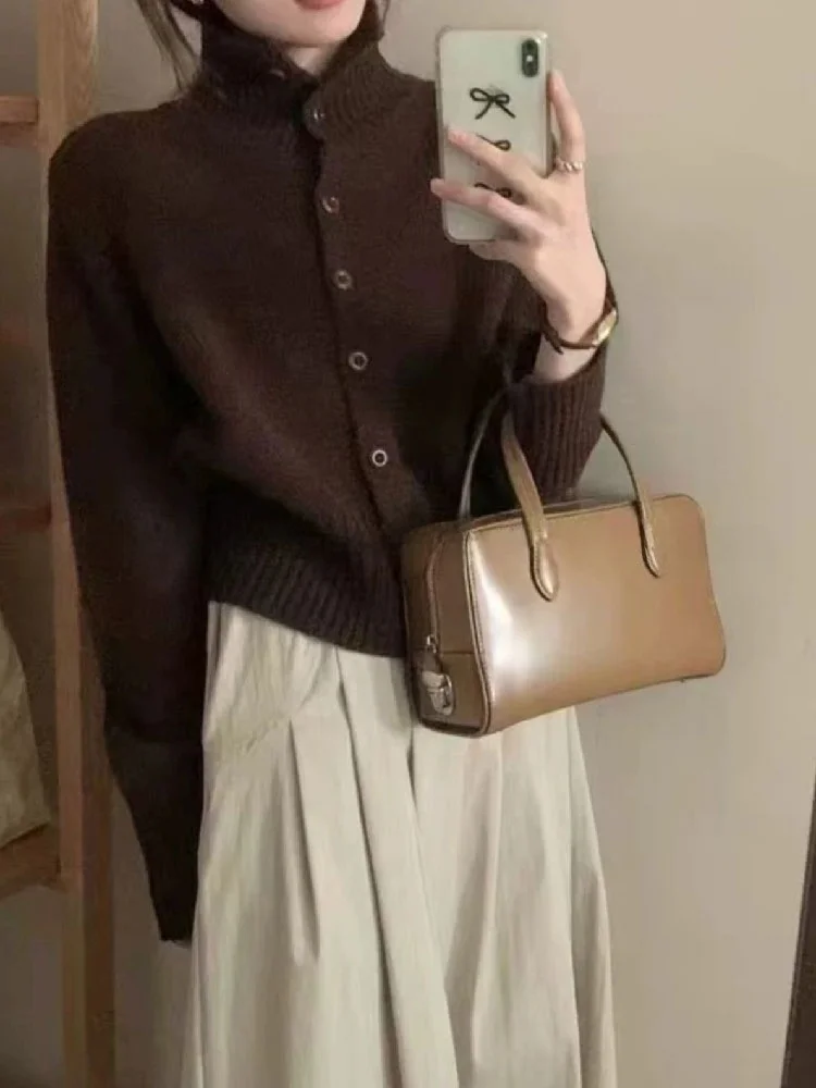 Большие размеры Ngwdlife French sle новый кардиган с высоким воротником женский