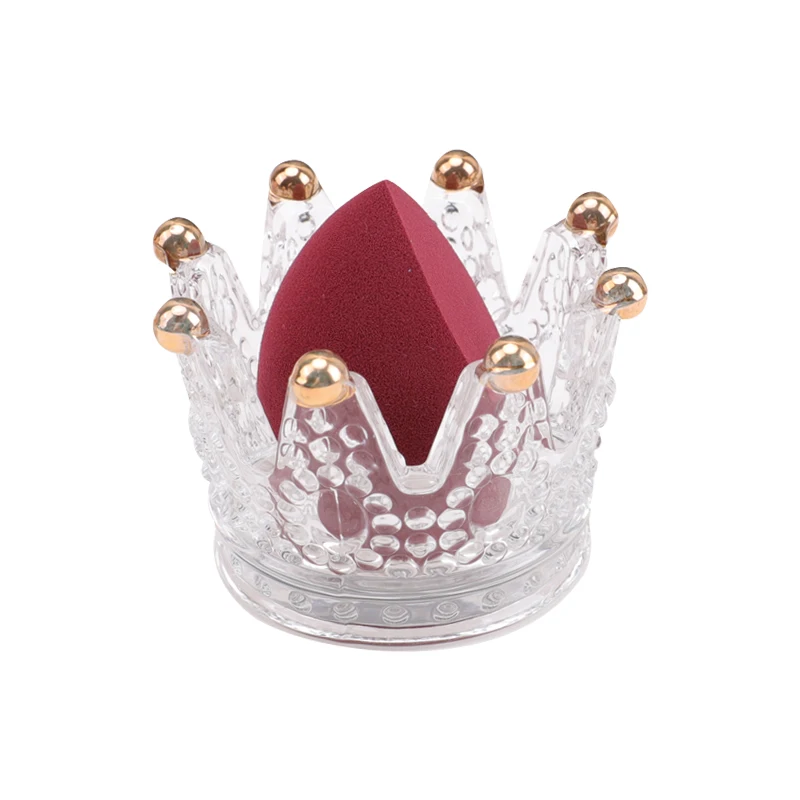 

Crystal glass crown ins beauty egg shelf wind gourd sponge powder puff storage bracket transparent jewelry bracket