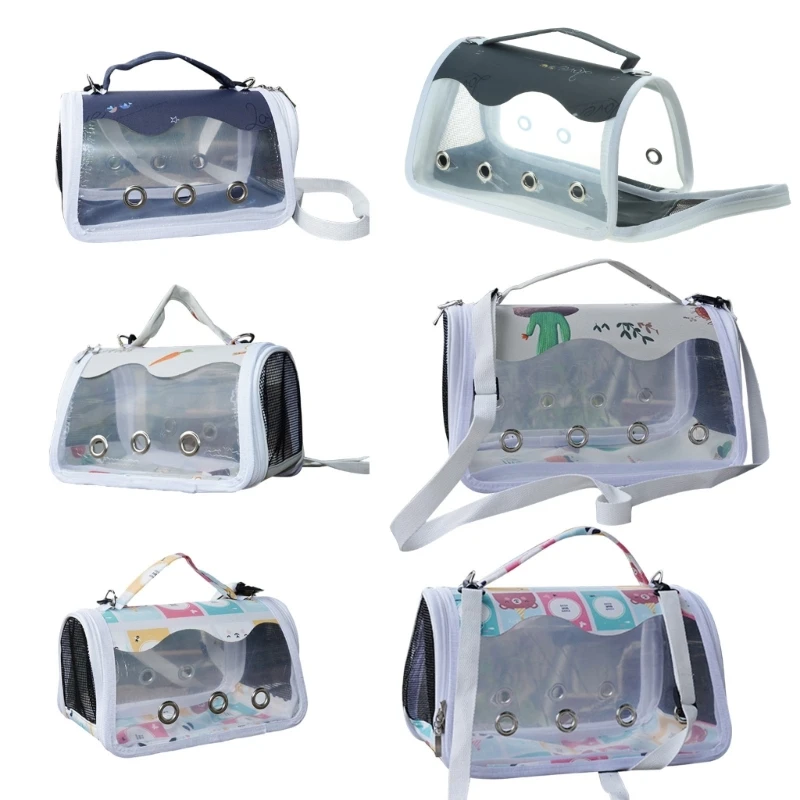 

Clear Designed Pet Bag with Feeding Cup& Perch Foldable Bird Universal Travel out Bag Package Breathable Bag