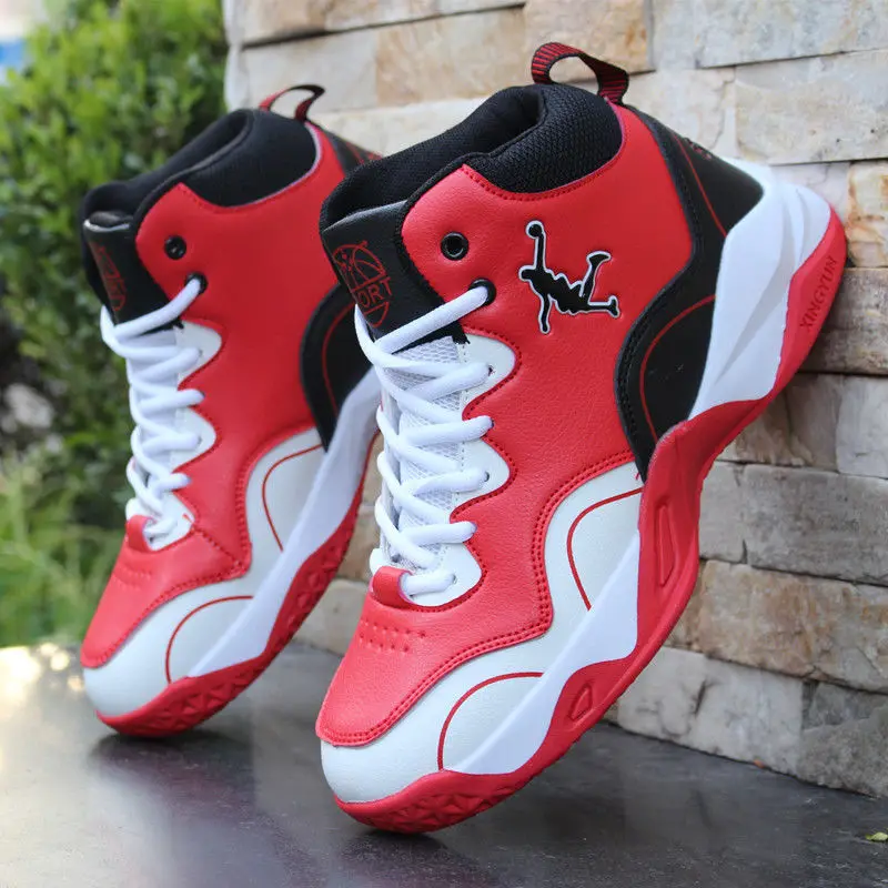 

High-Top Sneakers Basketball Shoes Men Male Cushioning Light Comfortable Sneakers Athletic Training Leather Sport Shoes Zapatos