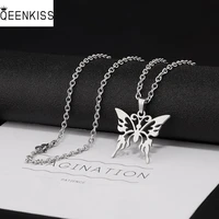 qeenkiss nc8103 2021 fine jewelry wholesale fashion woman girl birthday wedding gift butterfly pendant titanium steel necklace