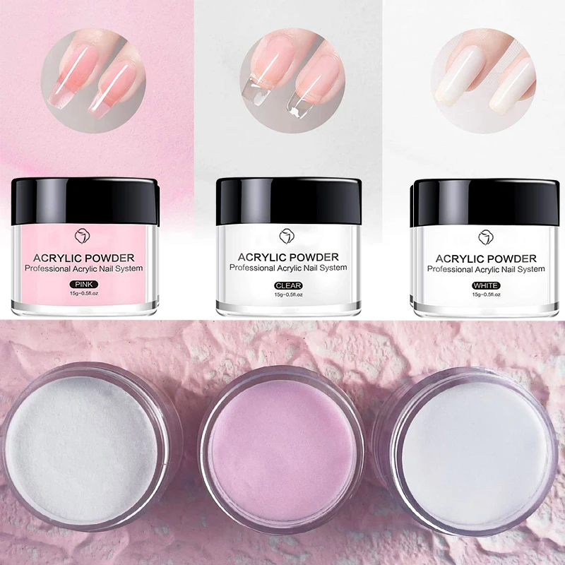 Порошок для акриловых ногтей и жидкость мономер для декора ногтей искусства в наборе для маникюра с кристальной блесткой 3D, набор инструментов для вырезания советов