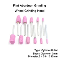 5pcs shank dianmeter 3mm bullet flint aberdeen grinding wheel grinding head flints diameter 3 4 5 6 8 10 12mm for polishing