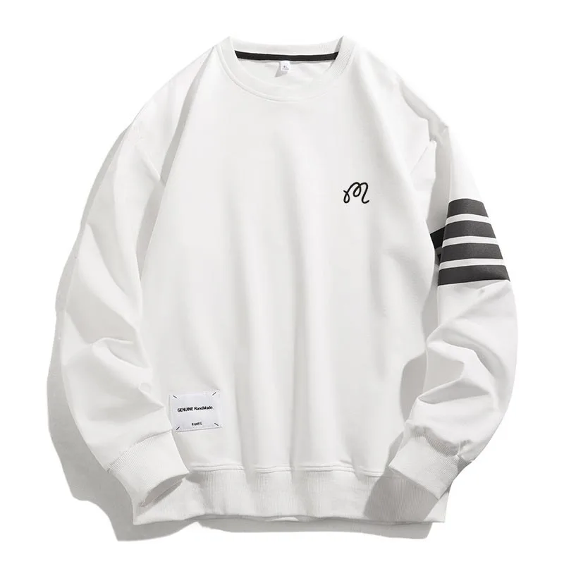 Malbon Spring and autumn men's golf hoodie striped round neck loose long sleeve pullover