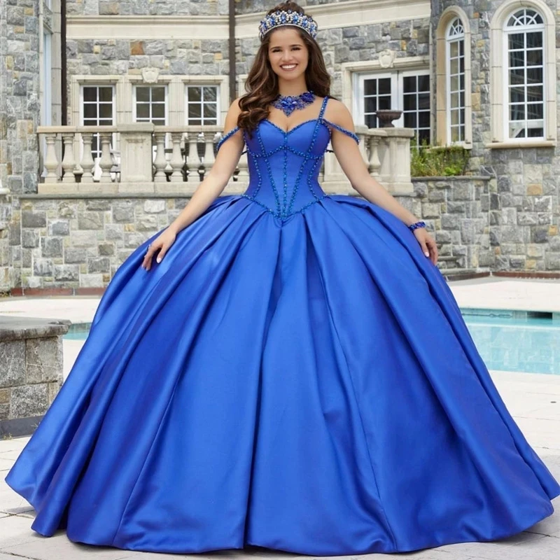 

Fanshao wd578 Spaghetti Strap Quinceanera Dress With Crystal Beading Satin with Bow Party Dress Custom Made vestidos de xv años
