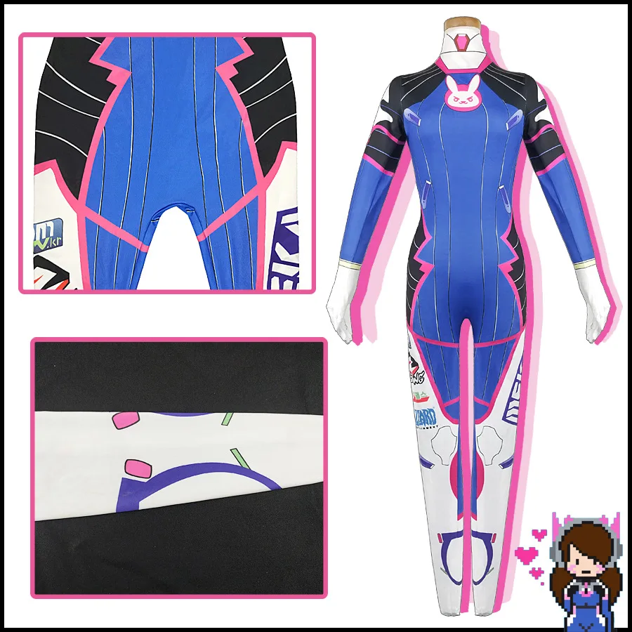 

3D Printing Game Dva Cosplay Costume Spandex Halloween Game Female Adult Child Lycra Party Zentai Wig Suits Gun D.va Cos