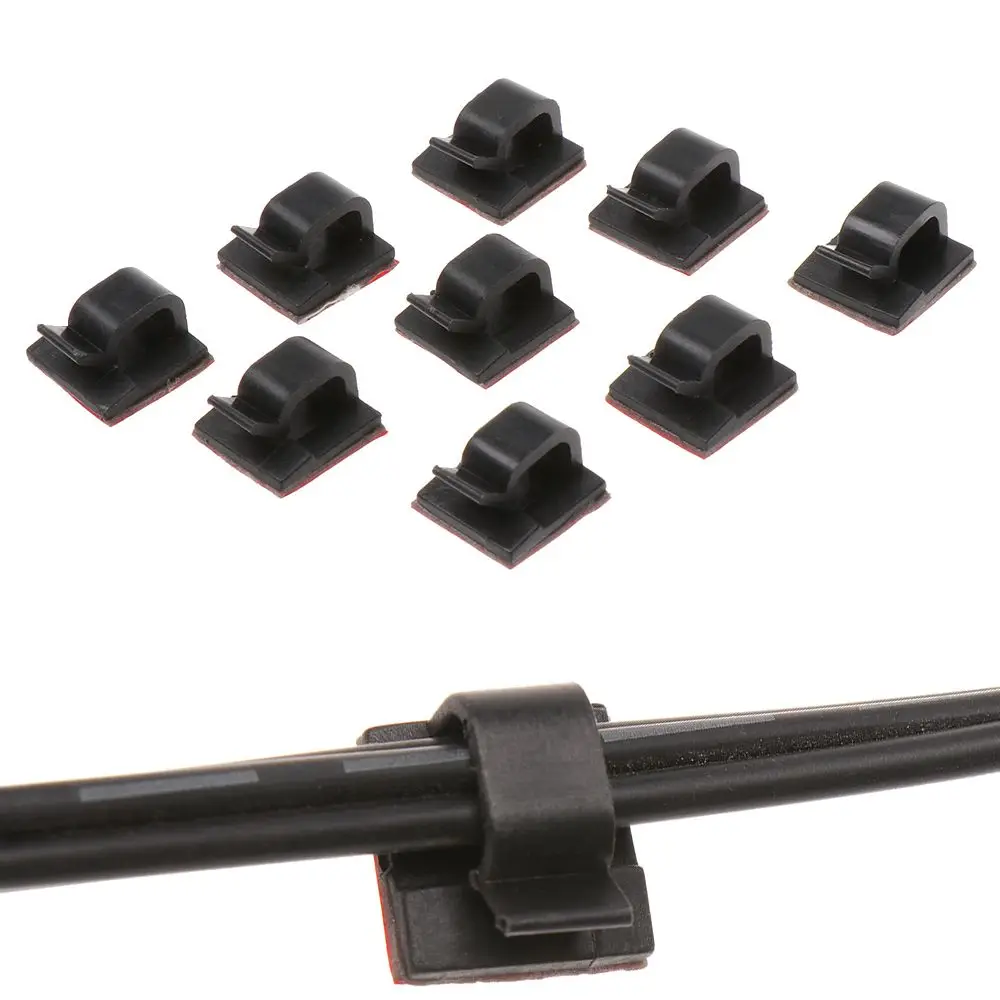 

50PCS Self-Adhesive Black Cable Holder Fixer Clips Plastic Cable Clamp Wire Organizer Fixed Buckle Line Charger Cord Management