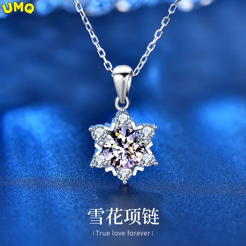 

Ожерелье из стерлингового серебра со снежинкой 1 карат, цвет d, Vvs1, подлинный муассанит, лабораторный бриллиант, 14 к, кулон из белого золота, о...