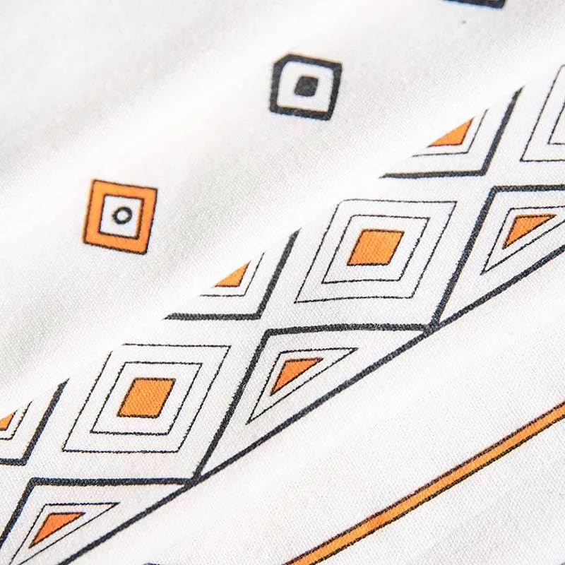 Шторы в этническом стиле оранжевые полузатемняющие занавески бохо из хлопка и