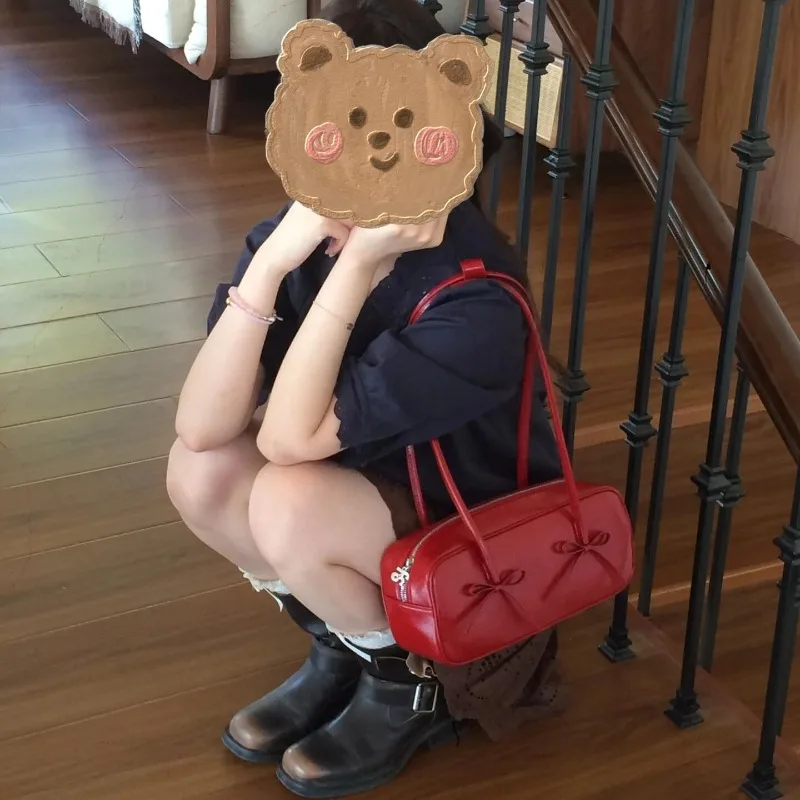 MBTI красная женская сумка через плечо винтажная модная повседневная элегантная с